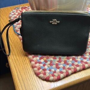 Coach Black Leather Wristlet